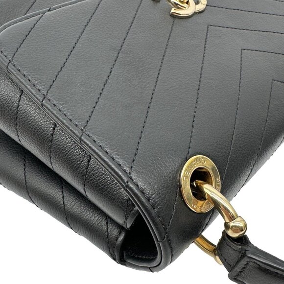 Chanel  Chic Small Chevron Calfskin Leather Top Handle Crossbody Bag Black - Picture 5 of 11